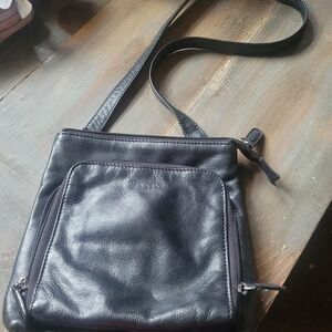 Mancini Black Leather Crossbody